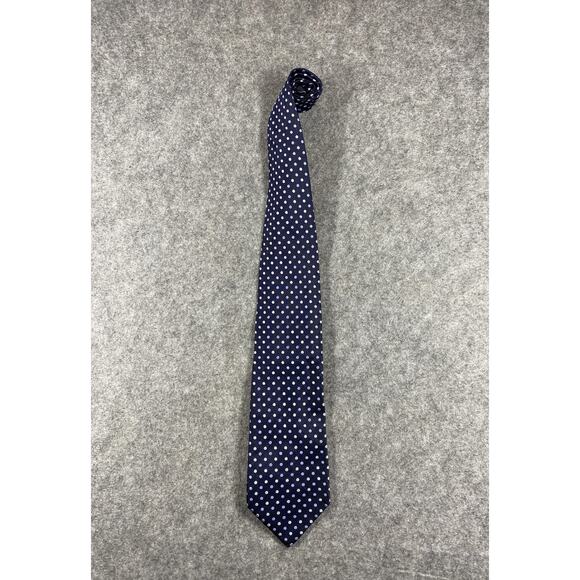 Burberry London Tie Mens Navy Blue Silk Jacquard Polka Dot Made in Italy Necktie - Picture 1 of 12